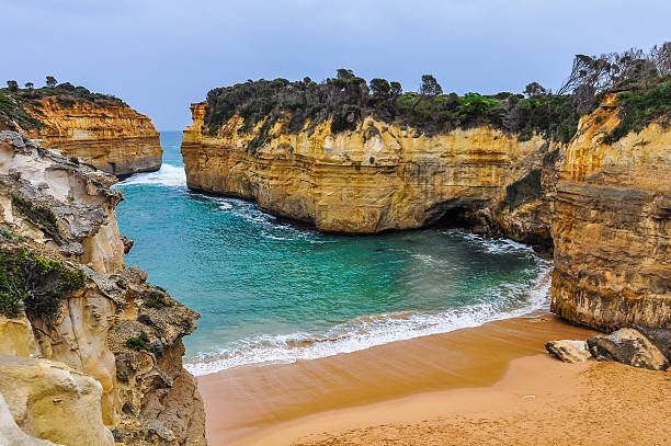 istock Sandy beach on the Great Ocean Road, Australia 635776922