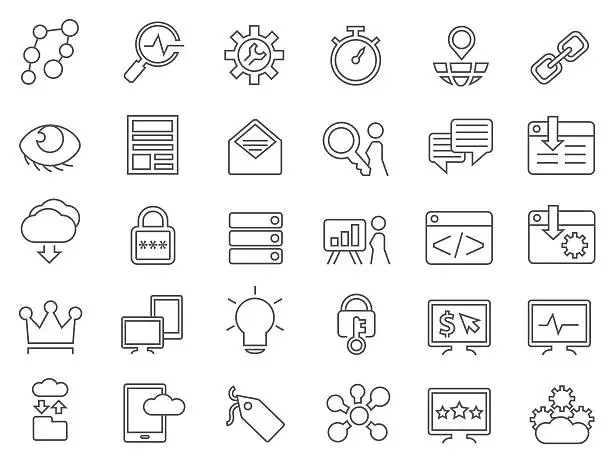 Vector illustration of SEO and Marketing icons