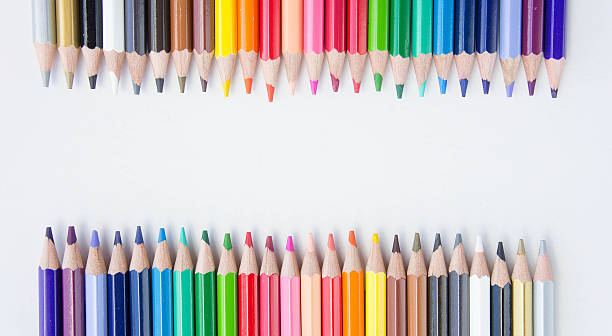 istock pencils color on white background, with copy space 635781722