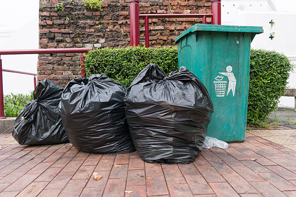 istock Garbage bags and recycle green bin 635784398