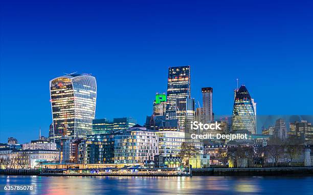 City Of London Downtown Skyline At Twilight United Kingdom Stock Photo - Download Image Now