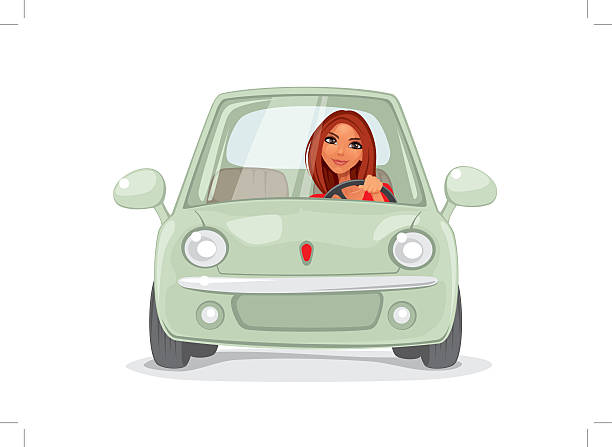 여자 카폰에 - car driving women driver stock illustrations