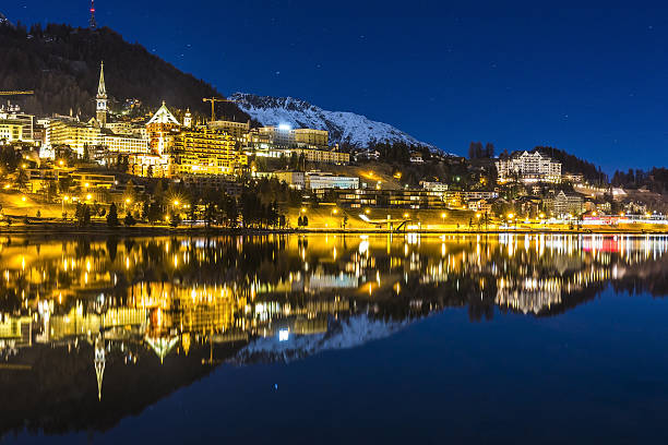 saint moritz in svizzera - st moritz engadine mountain winter foto e immagini stock