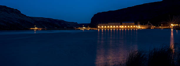 istock Lights of a Dam on an Idaho river at night 635787214
