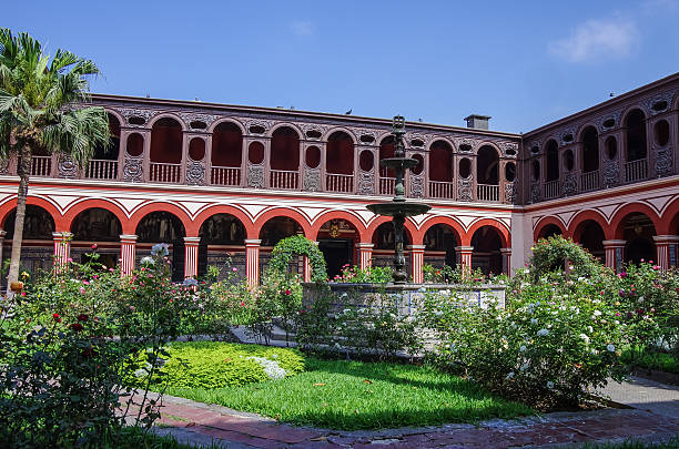 Courtyard in the Convento Santo Domingo in Lima Lima, Peru - December 30, 2014: Courtyard in the Convento Santo Domingo in Lima, Peru. convento stock pictures, royalty-free photos & images