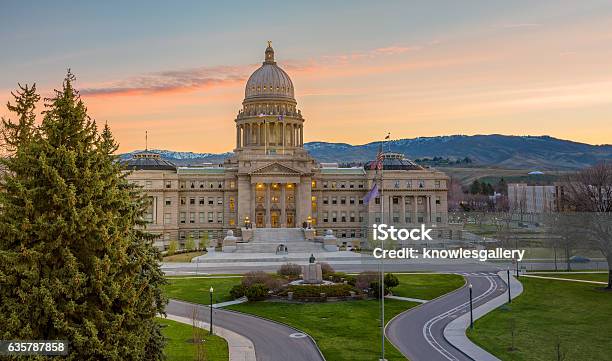 Idaho State Capital In The Early Morning Stock Photo - Download Image Now - Boise, Idaho, Capital Cities