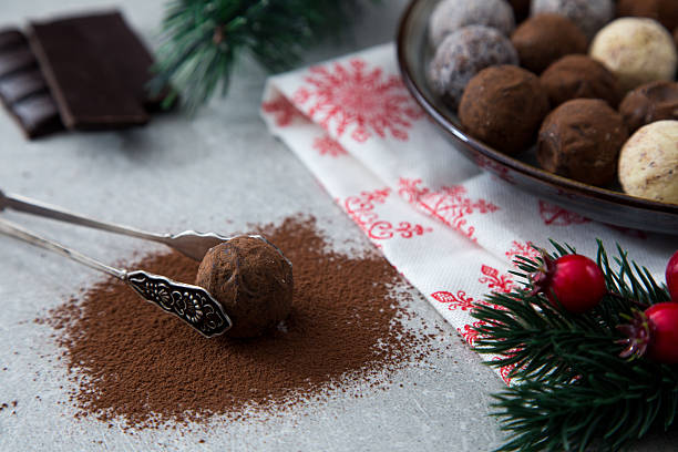 istock Assorted chocolate truffles with cocoa powder 635790306