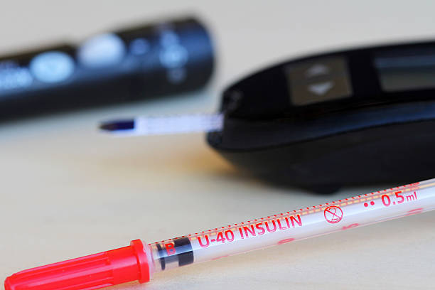 istock insulin injection and blood glucose measuring instrument 635792872