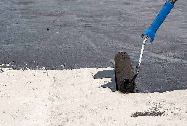 hydroizolacja szczotki rolkającej - bitumen felt zdjęcia i obrazy z banku zdjęć