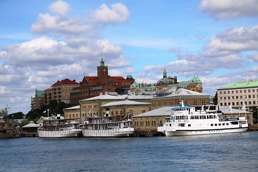 Gothenburg, Sweden - July 8, 2016: View from Göta Canal to Packhusgatan Gothenburg, Sweden Scandinavia