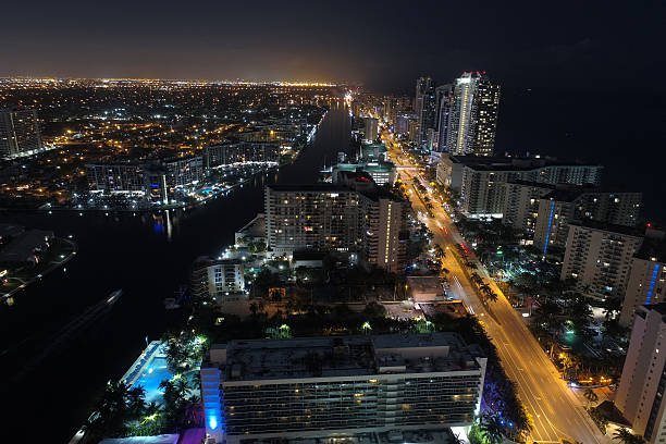 istock Night aerial photo Hallandale Beach FL 635805500