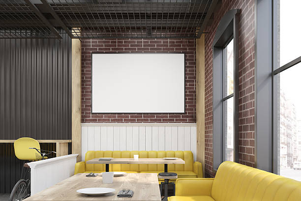 istock Diner interior with yellow furniture 635805592