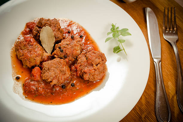 istock Traditional marinade meatballs on a plate 635806950