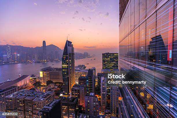 Hong Kong Aerial By Night Stock Photo - Download Image Now - Hong Kong, City, Urban Skyline