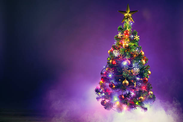 istock Christmas tree in frozen mist 635811322