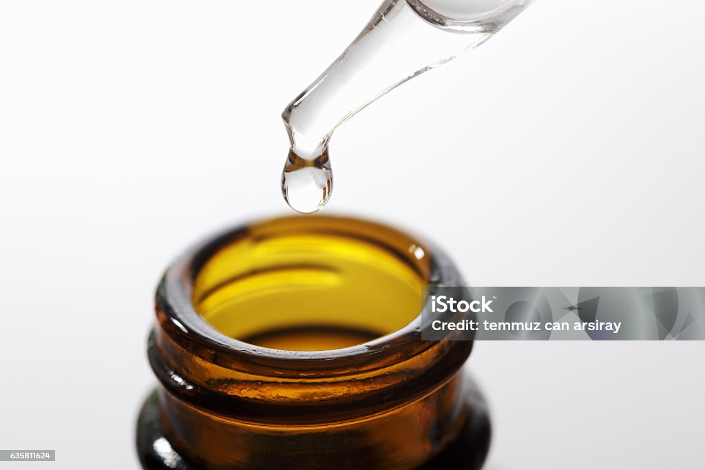 Brown herbal extraction bottle with a dropper Brown herbal extraction bottle with a dropper. Pipette Stock Photo