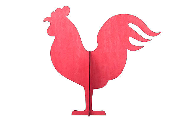 istock Wooden rooster isolated on white background 635811978