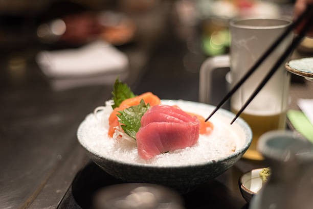 istock Tuna and salmon sashimi in bowl 635812758