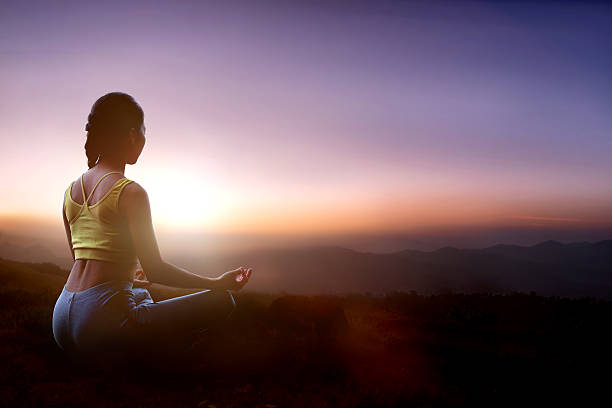 istock Young asian girl doing yoga. 635819776