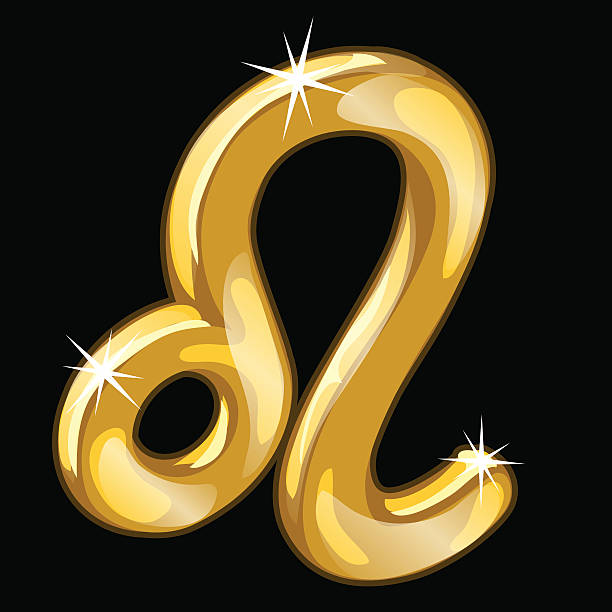 istock Gold figure of zodiac sign Leo on black background 635824486