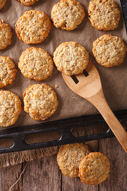 istock Anzac biscuits close up in baking dish on the table 635830284