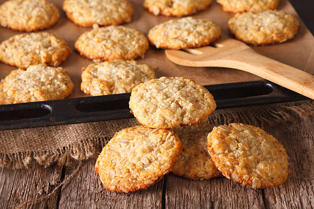 istock Oatmeal cookies close up in baking dish. horizontal 635830322
