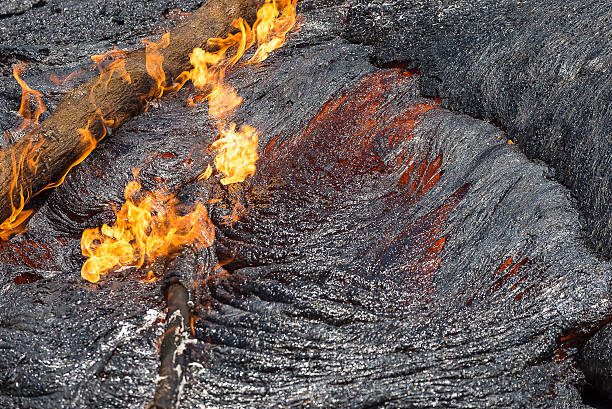 istock Close up lava flow in lava field 635830516