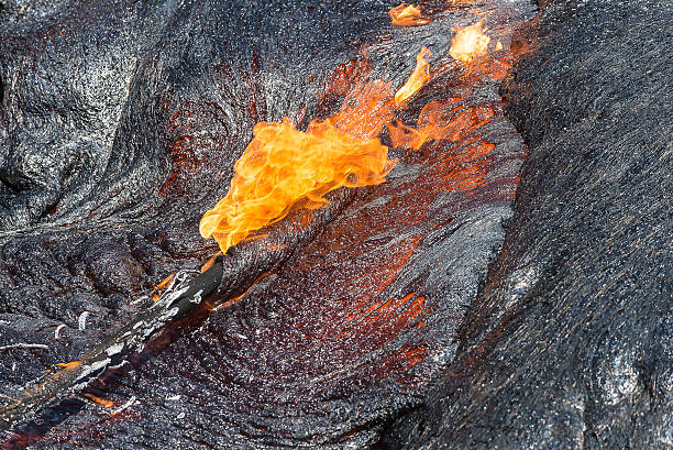 istock Close up lava flow in lava field 635830540