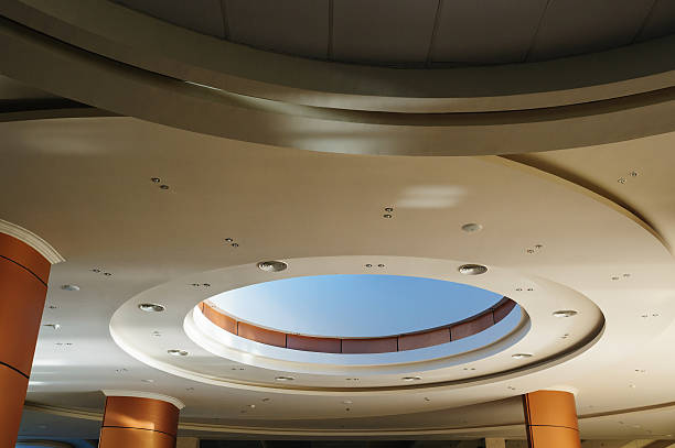 concrete structure ceiling, concrete with light and smoke detectors, fire protection system