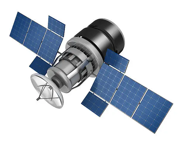 3d illustration of space satellite over white background