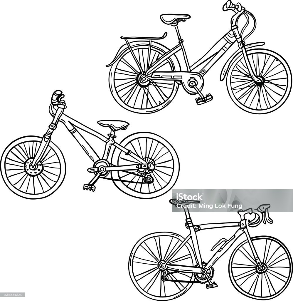 Bike Bicycle in black and white Bike Bicycle in sketch style, black and white Bicycle stock vector