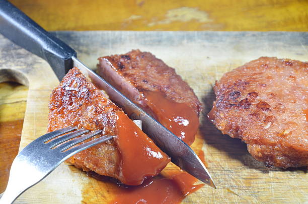 istock deep fried minced pork dressing ketchup slice on chopping block 635837750