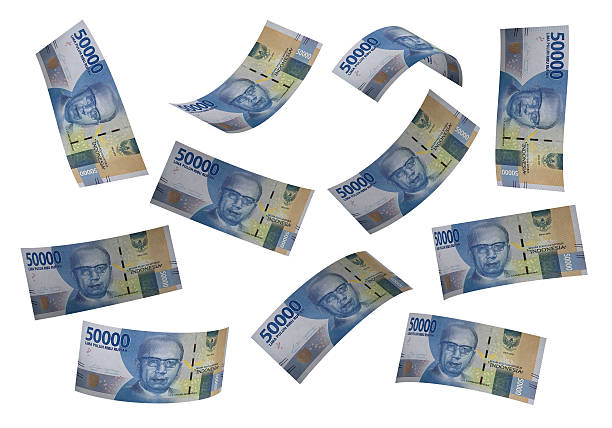 3d indonesische rupien geld weißen hintergrund - indonesian currency stock-fotos und bilder