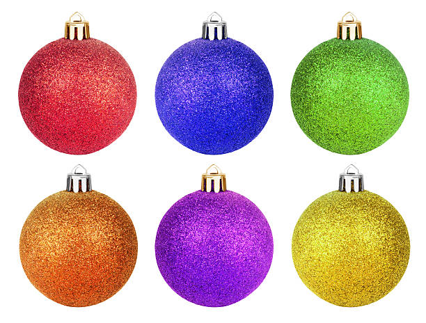 istock Set Christmas baubles isolated on white background 635844154