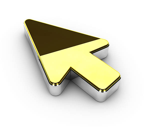 istock Illustration of gold cursor symbol on white background 635845334