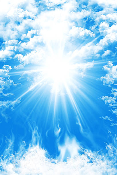 heaven with blue sky, clouds and sun light background - earth from space bildbanksfoton och bilder