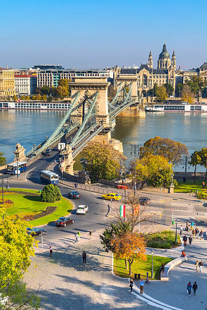 istock skyline panorama of Budapest, Hungary with Danube, chain bridge, ships 635847880