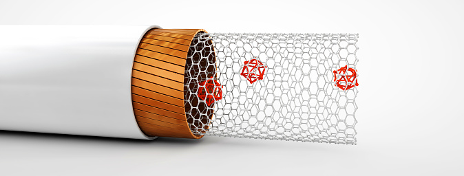 3d Illustration of Carbon nanotube structure inside view illustration.