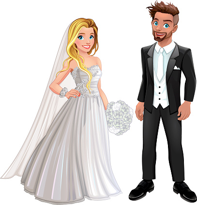 Free download of funny bride and groom cartoon vector graphics and  illustrations