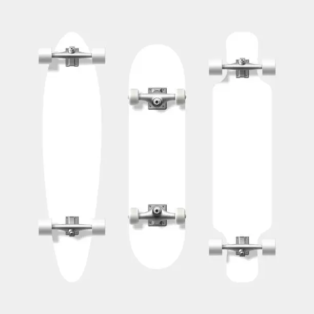 Vector illustration of Blank skateboard and longboard shapes