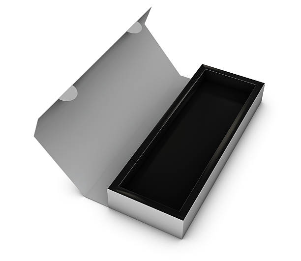istock Illustration of Open black gift box isolated on white 635850540