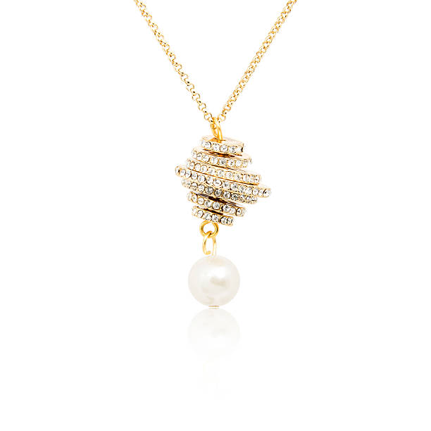 istock Golden pendant isolated on white 635864692