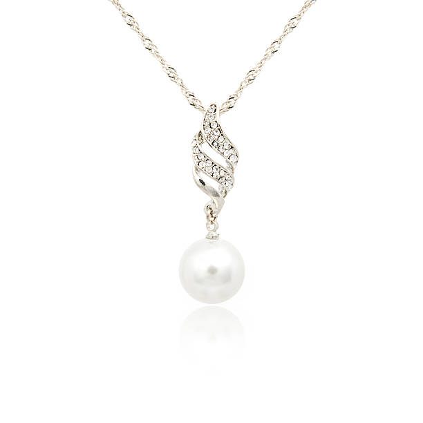 istock Silver fashion pendant isolated on white 635864736