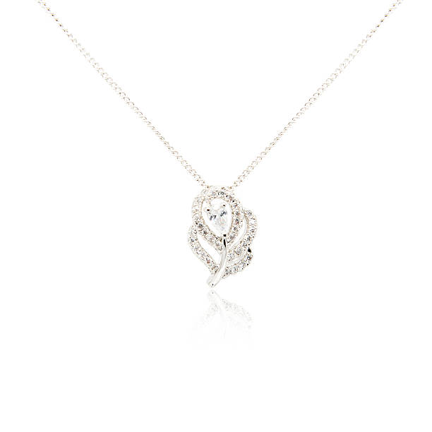 istock Silver fashion pendant isolated on white 635865896