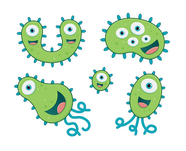 一連のキュートなグリーン胚芽文字 - biohazard symbol computer bug biology virus点のイラスト素材／クリップアート素材／マンガ素材／アイコン素材