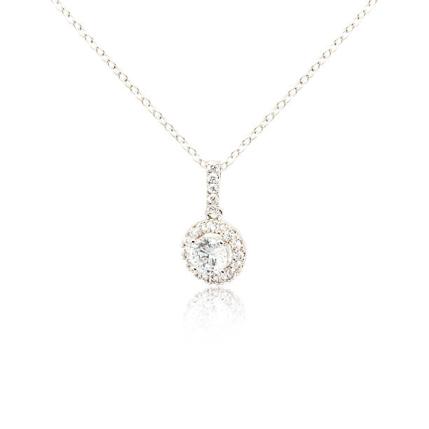 istock Silver fashion pendant isolated on white 635866292
