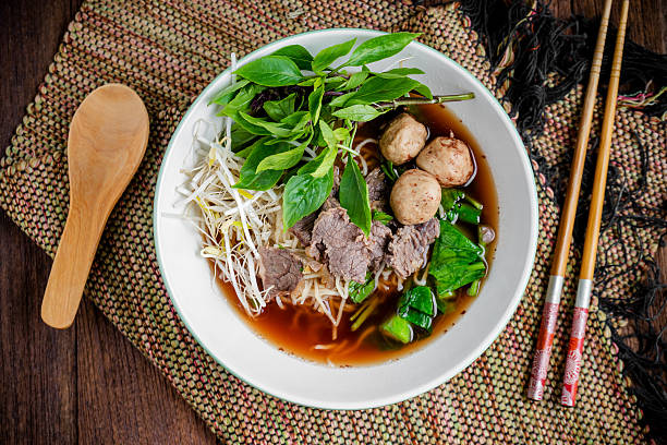 istock asian noodle soup with beef meatball with fresh vegetable 635866528