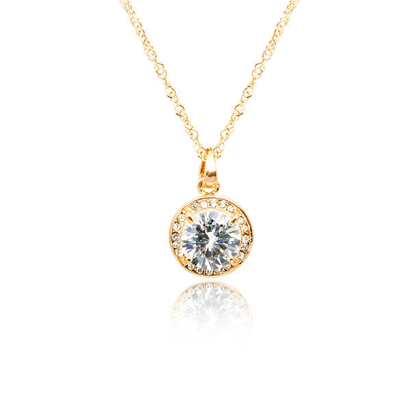 istock Golden pendant isolated on white 635866744