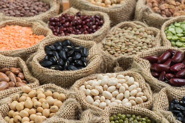 istock Various dry legumes in a sack cloth 635868972