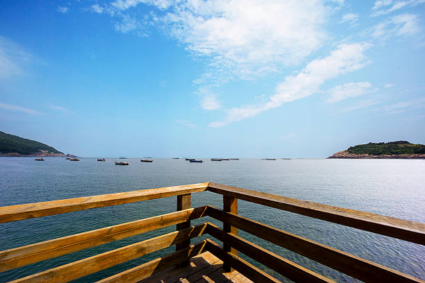 wooden platform at seaside